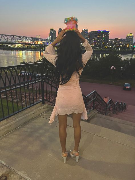 Sweet 16 Outfits, Cute Birthday Outfits, Pink Pearls, Tulle Sleeves, Preppy Dresses, Dresses Tight, Birthday Outfits, 17th Birthday, Short Homecoming Dress