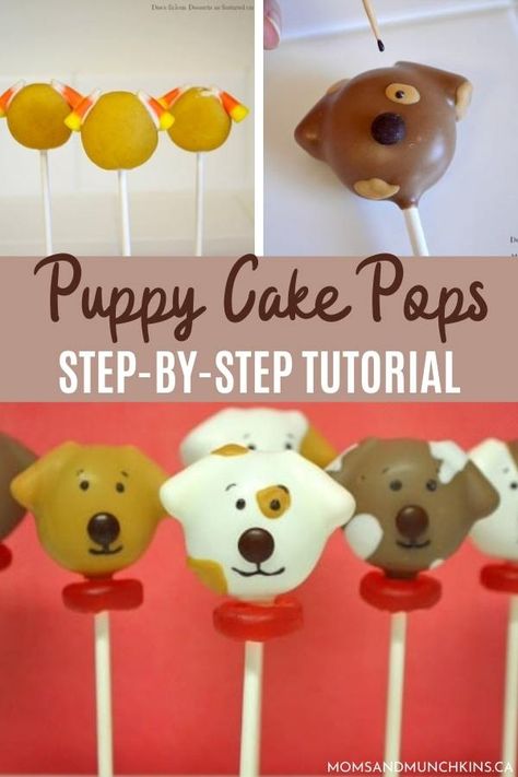 Need a great classroom goodie idea to get ready for your kids going back to school? Easily surprise your little one's friends and teachers with these adorable, easy to make, puppy cake pops! Corgi Cake Pops, Dog Cake Pops Birthday Parties, Puppy Cake Pops, Cake Pops Animals, Dog Themed Cupcakes, Dog Themed Treats, Animal Fundraiser, Dog Cake Pops, Paw Patrol Cake Pops