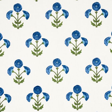 SARANDA FLOWER EMBROIDERY Blue And White Block Print Wallpaper, Mcm Bathroom, Royal Wallpaper, Wallcovering Pattern, Schumacher Wallpaper, Flame Test, Schumacher Fabric, Royal Colors, English Cottage