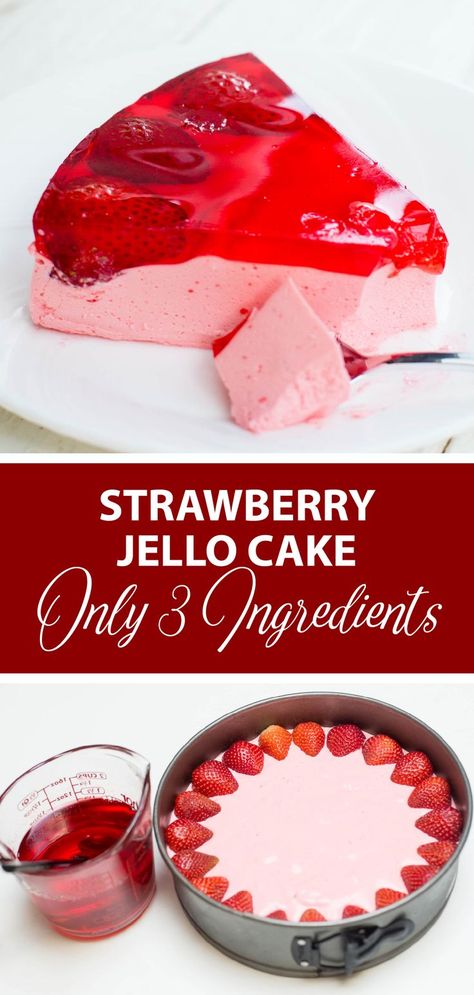 Strawberry Jello Cake, Jello Mold Recipes, Jello Dessert Recipes, Jelly Desserts, Jello Cake, Sugar Free Jello, Jello Desserts, Strawberry Jello, Jello Recipes