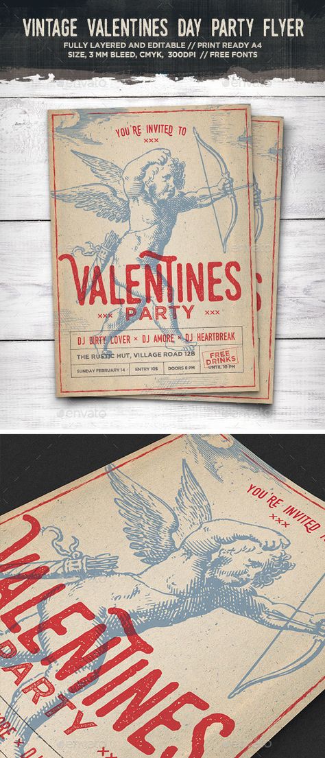 Vintage Love Illustration, Vintage Love Poster, Valentine’s Day Flyer Design, Valentines Day Event Poster, Valentine Event Poster, Valentine's Day Poster Design Ideas, Valentines Flyer Design, Vintage Valentines Party, Valentine Design Poster