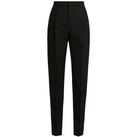 Saint Laurent Carrot-leg gabardine trousers (2.145 RON) ❤ liked on Polyvore featuring pants, black, gabardine trousers, tapered pants, yves saint laurent, gabardine pants and tapered trousers Outfit Trousers, Gabardine Pants, Tops For Summer, Venus Fashion, Boys Style, Stylish Work Attire, Trousers Jeans, Stylish Pants, Tapered Trousers