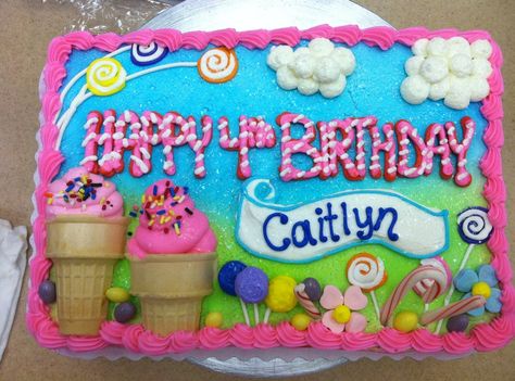 Candyland Cake, Sheet Cake Designs, Buttercream Cake Designs, Candy Land Birthday Party, Birthday Sheet Cakes, Easter Bunny Cookies, Spring Cake, Candyland Birthday, Creative Cake Decorating