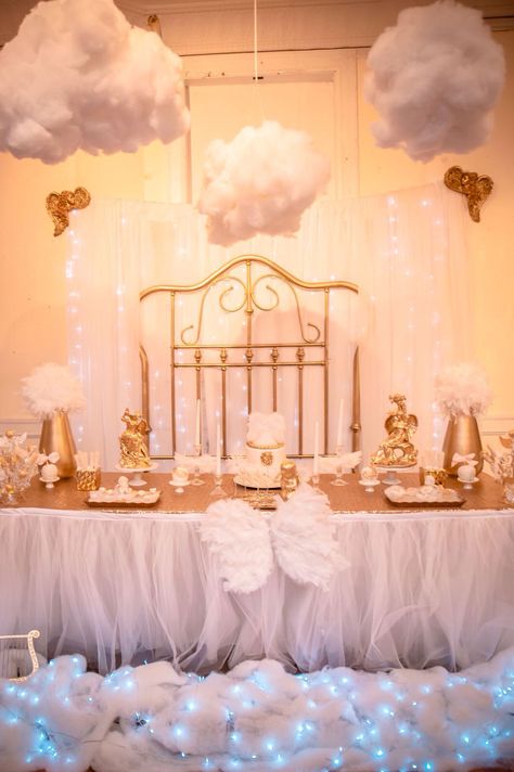 Gods gift angel theme Baby Shower Heaven Sent Baby Shower Theme, Angel Baby Shower, Girl Shower Themes, Circu Magical Furniture, Magical Furniture, Angel Theme, Birthday Angel, Boy Baby Shower Themes