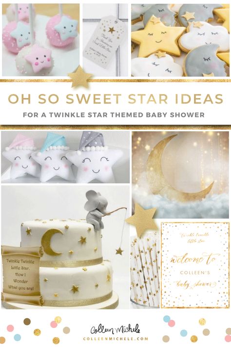 Moon And Stars Shower Theme, Star And Moon Party, Sparkle Baby Shower Ideas, Baby Shower Star Theme, Moon Star Baby Shower Theme, Sun Moon And Stars Baby Shower Theme, Celestial Baby Shower Ideas, Baby Shower Stars And Moon Theme, Sweet Dreams Baby Shower Theme