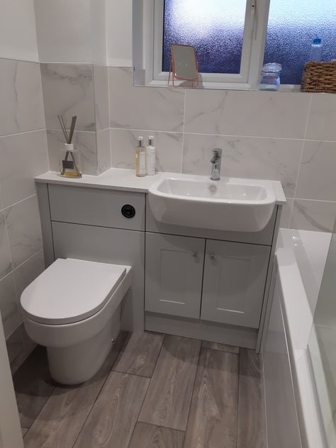 Small Downstairs Toilet, Bathroom Cladding, Vinyl Flooring Bathroom, Fitted Bathroom Furniture, Bathroom Wood, Marble Tile Bathroom, Bathroom Vinyl, Small Toilet Room, Small Bathroom Interior