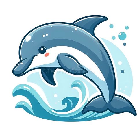 Cute happy dolphin cartoon flat style illustration stock images Cartoon Dolphin Drawing, Dolphin Cartoon, Dolphin Illustration, Background Animal, Cartoon Dolphin, Cute Dolphin, Easy Animal Drawings, Swim Summer, Easy Animals