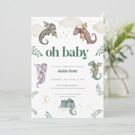 Fairytale Baby Shower Theme, Dragon Baby Shower Invitations, Medieval Baby, Fairytale Baby Shower, Dragon Baby Shower, Dragon Nursery, Forest Baby Showers, Fairytale Nursery, Dragon Party