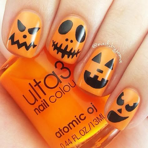 39 Cool And Easy Halloween Nail Ideas Pumpkin Nail Art, Cotton Candy Nails, Holloween Nails, Halloween Nails Easy, Cute Halloween Nails, Halloween Acrylic Nails, Pumpkin Nails, Nail Painting, Nails Halloween