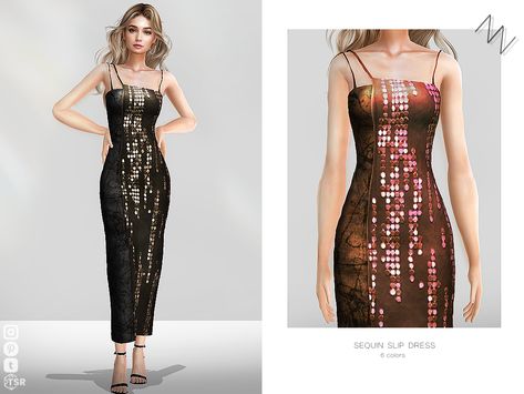 The SIMS 4 custom content can be downloaded at TSR #sims4 #sims4cc #sims4clothes Sequin Slip Dress, The Sims 4 Custom Content, Sims Hair, Sims 1, Fringe Skirt, Fringe Dress, Knitted Coat, Sims Mods, Sims 4 Custom Content