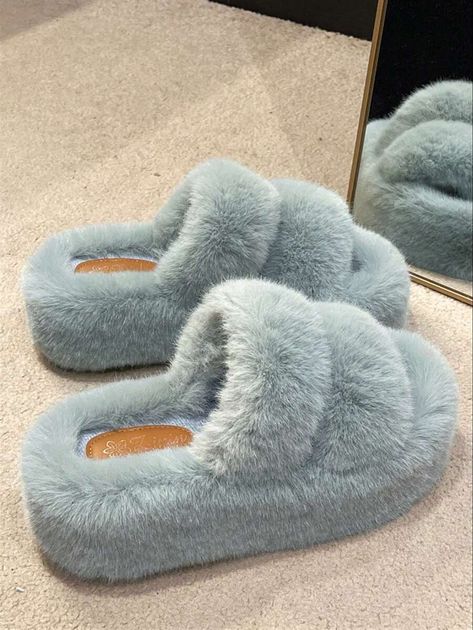 2024 New Women Thick Sole Faux Fur Slippers, Flat High Heel Slip-On Slides, Popular Platform Sandals For Small Feet, Slouchy Comfy Fluffy House Slippers, Office Lady Shoes For Women, Size 34-42 | SHEIN USA Office Shoes Women, Cozy Winter Outfits, Hair Accessories Boho, Faux Fur Slippers, Fur Slippers, Faux Mink Lashes, House Slippers, Office Ladies, Kids Jewelry