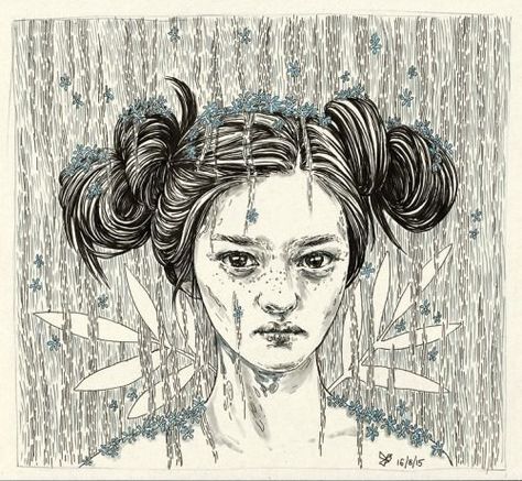 turecepcja: Illustrations by Daria Golab Follow her also on... Flower Shower, Wild Creatures, Pencil And Paper, Ink Sketch, Through The Looking Glass, Illustration Sketches, Art Block, Featured Artist, Figurative Art