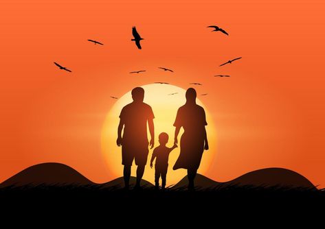 father mother and son with sunset and mountain on the background vector illustration New Me Aesthetic, Pc Desktop Wallpaper, Biodata Format, Me Aesthetic, Mother Pictures, Mother And Son, The Father, Mother And Father, My Photo Gallery