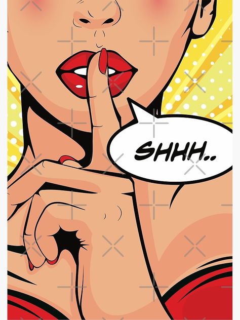 "Shhh Pop Art" Poster by hixonhouse | Redbubble Ragazza Pop Art, Finger On Lips, Lips Poster, Retro Pop Art, Eclectic Home Decor, Pop Art Movement, Adult Coloring Designs, Vintage Poster Design, Vintage Pop