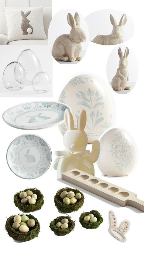 Easter 2024 Ideas, Easter Tables, Pottery Barn Easter, Neutral Easter, Glass Eggs, Easter Pottery, Wood Tones, Color Story, Spring Easter Decor