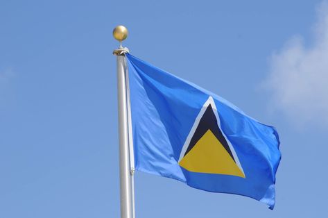 St Lucia 🇱🇨 Flag St Lucia Flag, Saint Lucia, Creative Company, America Today, Duchess Of Cornwall, February 22, Flags Of The World, My Heritage, Festival Lights