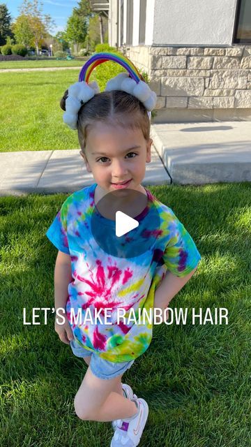 Tie Dye Dress Up Day School, Rainbow Hat Craft, Crazy Hair Day Rainbow And Clouds, Wacky Kids Hair Ideas, Rainbow Hair Crazy Hair Day, How To Do Rainbow Hair, Rainbow Crazy Hair Day At School, Crazy Hair Day Preschool, Crazy Hair Day Girls Short Hair