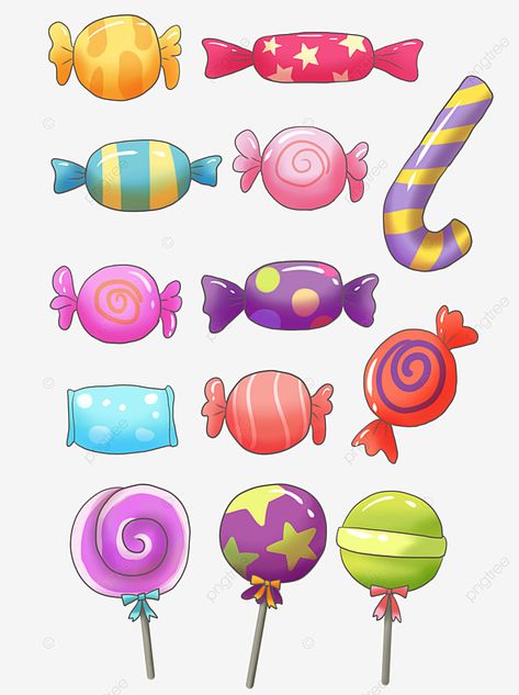 Candy Land Clipart, Candy Cartoon Sweets, Cartoon Candy Drawing, Candy Clipart Sweets, Candyland Clipart, Candy Drawings, Lollipop Cartoon, Lollipop Clipart, Candy Vector