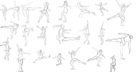 I want to get into the motion of drawing more dynamic poses so while watching Jasmine Meakin (Mega Jam) dance on YouTube I thought danc... Figure Skater Pose Reference, Skating Pose Reference Drawing, Figure Skater Drawing Reference, Pose Reference Ice Skating, Ice Skaters Drawing, Ice Skating Pose Reference Drawing, Figure Skater Tattoo, Figure Skating Poses Drawing Reference, Figure Skating Drawing Poses