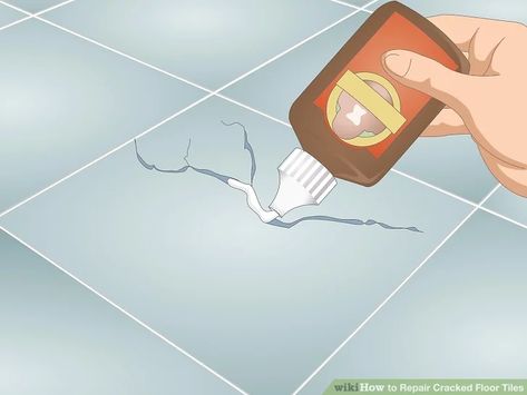 3 Ways to Repair Cracked Floor Tiles - wikiHow Counter Tiles, Cracked Tile Repair, Grout Repair, Tile Steps, Tile Repair, Creative Tile, The Family Handyman, Ceramic Floor Tile, Tile Stencil