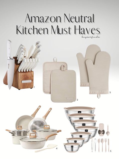 The ULTIMATE Guide to Amazon Neutral Kitchen Must Haves! Are you redecorating or looking for aesthetic products? Here are some of my favorite Amazon Neutral Kitchen MUST HAVES! #amazon #amazonfinds #amazonmusthaves #amazonshopping #amazondecor #kitchen #kitchenideas #neutral #neutralhomedecor #decor #inspo #trendy #furniture #organize #aesthetic #pinterest #tiktok #instagram #giftideas #keysorfinds Neutral Aesthetic Kitchen Decor, Taupe Kitchen Accessories, Beige Kitchen Accessories, Minimalist Amazon Finds, Amazon Kitchen Essentials, Trendy Decor 2023, Amazon Neutral Decor, Amazon Must Haves Decor, Neutral Kitchen Accessories