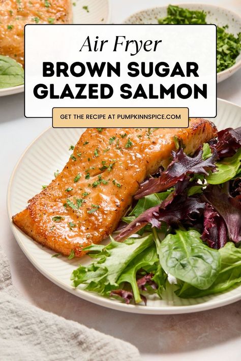 Salmon Glaze Air Fryer, How To Air Fry Salmon, Salmon Steaks In Air Fryer, Brown Sugar Salmon Air Fryer, Salmon Air Fryer Recipes, Air Fryer Salmon Recipes, Salmon Recipes Brown Sugar, Salmon Air Fryer, Salmon In Air Fryer