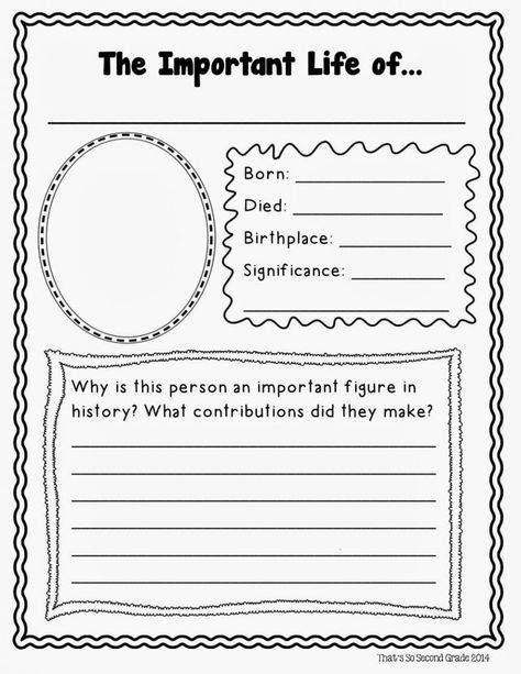 Autobiography Template, Biography Book Report Template, Biography Book Report, Person Template, Biography Report, Biography Template, Biography Project, Writing A Biography, 3rd Grade Social Studies