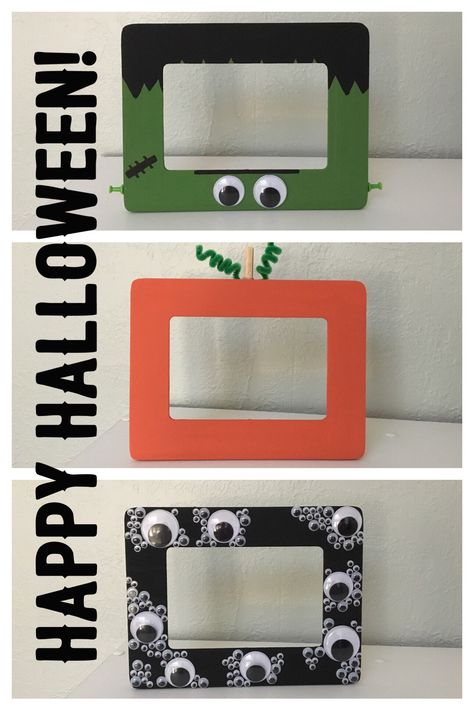 Halloween Diy Picture Frame, Diy Halloween Frames Ideas, Halloween Picture Frame Craft, Halloween Picture Craft, Halloween Picture Frames Diy, Halloween Frames Diy, Diy Halloween Picture Frames, Diy Halloween Pictures, Senior Kindergarten