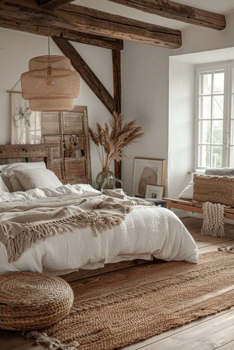 29 Scandi Boho Bedroom Ideas to Create a Dreamy Sleep Haven Rustic Boho Bedroom, Cottage Rooms, Rustic Meets Modern, Bohemian Style Living Room, Barn Bedrooms, Cottage Room, Room Vibes, Boho Bedroom Ideas, Cozy Fall Bedroom