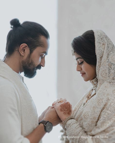 Muslim Nikah, Childhood Sweethearts, Muslim Wedding Photography, Enduring Love, Wedding Portrait Poses, Wedding Festivities, Muslim Couple Photography, Bollywood Couples, Wedding Couple Poses Photography