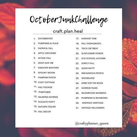 Junk Journal Challenge Prompts, October Art Journal Prompts, Junk Journal Prompts, October Journal Prompts, October List, October Goals, October Quotes, Sketchbook Challenge, Writing Support