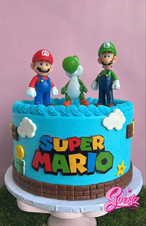 Super Mario Cake Ideas, Mario Themed Cake, Mario Bros Birthday Cake, Super Mario Bros Cake, Mario Bros Cake, Super Mario Cake, Mario Cake, Mario Bros Birthday, Super Mario Birthday Party