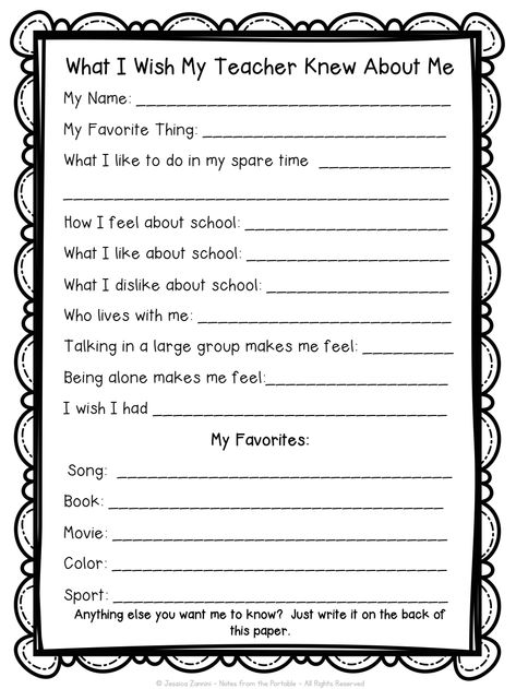 What I Wish My Teacher Knew About Me.pdf - Google Drive 3rd Grade After School Activities, Get To Know Me Activities High School, Year 3 Activities, All About Me Activities 2nd Grade, My Teacher, All About Me 1st Grade, Get To Know Your Students Activities, Getting To Know Your Teacher, All About Me Elementary