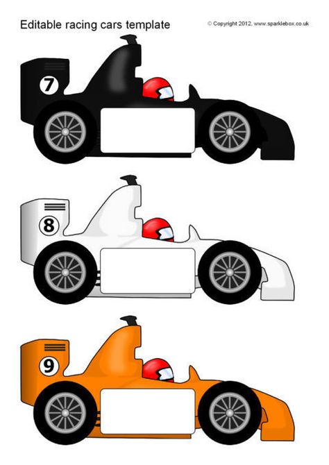 Editable Racing Car Templates (SB7757) - SparkleBox Classroom Data Wall, Cars Preschool, Preposition Activities, Transportation Theme Preschool, Preschool Number Worksheets, Race Car Themes, Creative Kids Crafts, Teacher Doors, Monster Truck Birthday