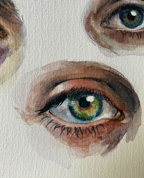 Realistic Eye Watercolor Painting, Eye Art Watercolor, Eyes Painting Aesthetic, Watercolor Art Eyes, Painting Of Eyes, Realistic Eye Painting, Watercolor Eye Painting, Eye Painting Acrylic, Watercolour Eye