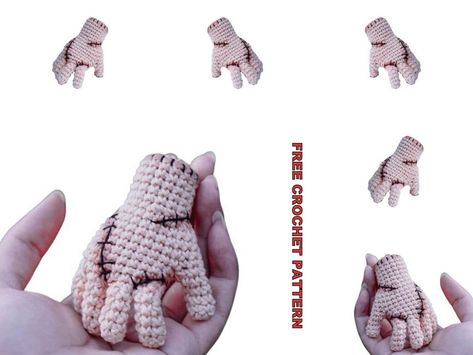 Amigurumi Wednesday Thing Free Crochet Pattern - Amigurumi Crochet Pocket Pals, Wednesday Thing, Crochet Figures, Crochet Halloween Patterns Free, Crochet Doll Clothes Free Pattern, Crochet Doll Clothes Patterns, Christmas List Ideas, Christmas Gifts Ideas, Crochet Case