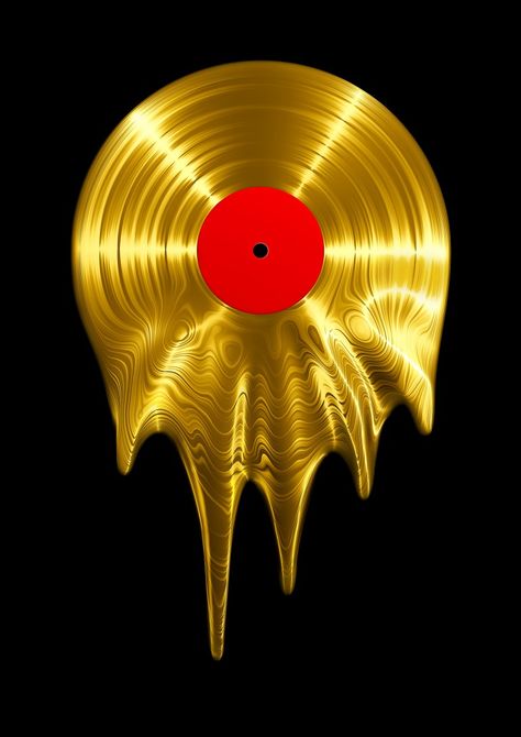 Melting Gold, Warp Records, Golden Record, Record Crafts, Record Art, Gold Vinyl, 3d Render, Ipad Skin, Iphone Skins