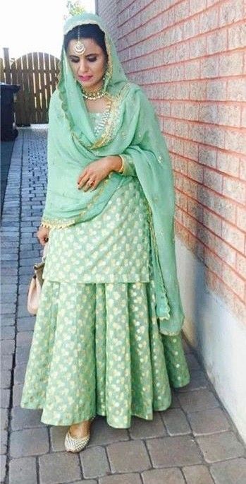 Latest Fashion Trends, Bridal Fashion | Threads – Werindia – Threads – WeRIndia Mint Green Punjabi Suits, Kurta With Lehenga, Frock Ideas, Punjabi Suit Design, Sharara Designs, Salwar Suits Party Wear, Punjabi Salwar, Punjabi Outfits, Short Kurta