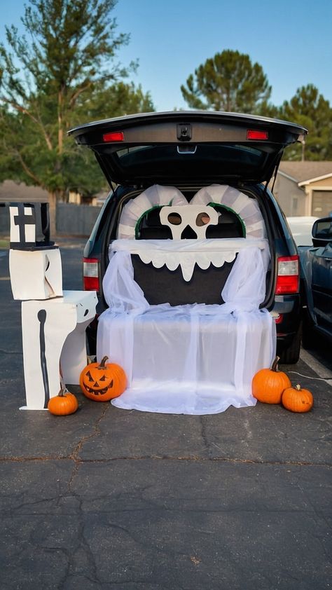 Looking for Christian trunk or treat ideas for cars This blog post has easy DIY Halloween ideas inside out Discover simple Biblical DIY projects suitable for SUV Disney Minion and interactive themes Trunk Or Treat Ideas, Halloween Village, Treat Ideas, Easy Diy Halloween, Trunk Or Treat, Spooky Pumpkin, Bunny Ear, Parking Lot, Diy Halloween