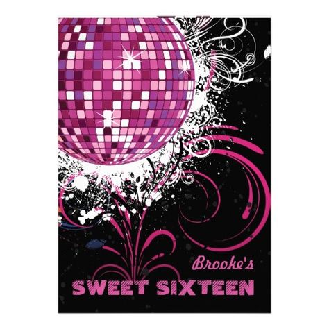 Disco Ball - Sweet 16 invitation Sweet Sixteen Invitations, Sweet Sixteen Birthday, Digital Ink, Sweet 16 Invitations, Holiday Flyer, Online Invitations, Custom Birthday, Sweet Sixteen, Disco Ball