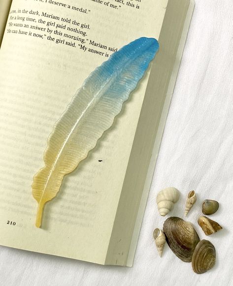 Resin Feather Bookmark, Feather Resin, Resin Bookmarks, Feather Bookmark, Faery Art, Resin Coaster, Resin Charms, Beach Theme, Art Business