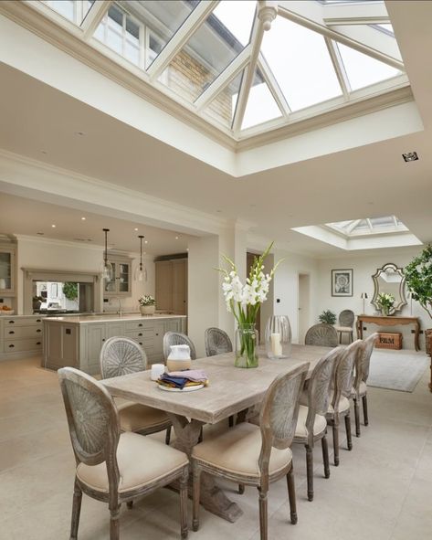 Orangery Dining Room, Conservatory Conversion, Duck Egg Blue Kitchen, Orangery Extension, Dream Farmhouse, Timber Roof, Conservatory Dining Room, Roof Lantern, Timber Windows