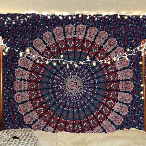 Amazon.com: Bless International Handmade Indian hippie Bohemian Psychedelic Peacock Mandala Wall hanging College Dorm Beach Throws Table Cloth Bedding Tapestry (Midnight Blue, Queen(84x90Inches)(215x230Cms)) : Home & Kitchen Peacock Mandala, Blue Queen, Mandala Wall Hanging, Hippie Tapestry, College Dorm Decorations, Beach Throw, Mandala Wall, Hippie Bohemian, College Dorm