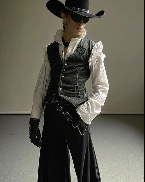 Country Goth Men’s Couture by Ai Gothic Outfits Men, Goth Mens Fashion, Country Outfits For Men, Country Goth, Aesthetic Cowboy, Goth Cowboy, Goth Men, Goth Guys, Cowboy Aesthetic