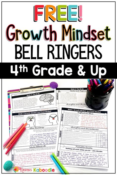 Got daily growth mindset activities for your 4th grade, 5th grade, or 6th grade students? These morning work activities require no prep from the teacher! Elementary students (and middle school students) use these for morning work, as early finisher activities, or reflection activities. The full year product includes posters and worksheets to cover all areas of growth mindset instruction. Enter your name and email address to gain access to this free resource!   #growthmindsetactivities Daily 5 Middle School, Middle School Morning Work, Bellwork Ideas Middle School, Science Morning Work, Early Finishers 5th Grade, Middle School Early Finishers, Growth Mindset Activities Middle School, Avid Projects, Early Finishers Activities Middle School