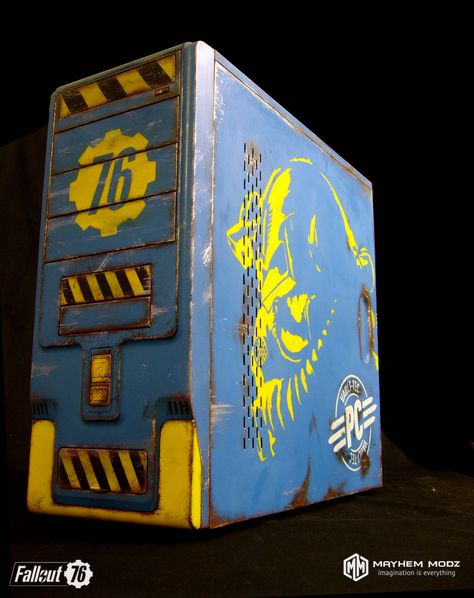 fallout76 casemod a nice paint job modding Sleeper Pc, Custom Pc Case, Computer Diy, False Wall, Computer Build, Custom Computer, Computer Cases, Fallout 76, Pc Build