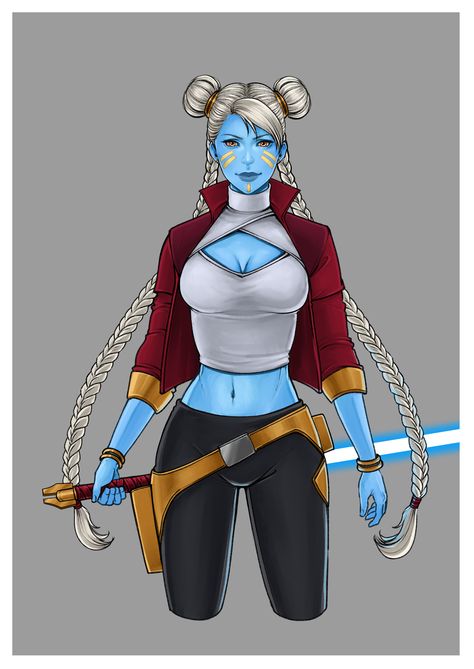 Rania Chera (Pantoran Jedi) by @junchan_nyan_art Star Wars Zygerrian Female, Pantoran Jedi, Pantoran Oc, Pantoran Star Wars, Chiss Jedi, Female Jedi Art, Star Wars Oc Female Jedi, Togruta Oc, Clone Oc