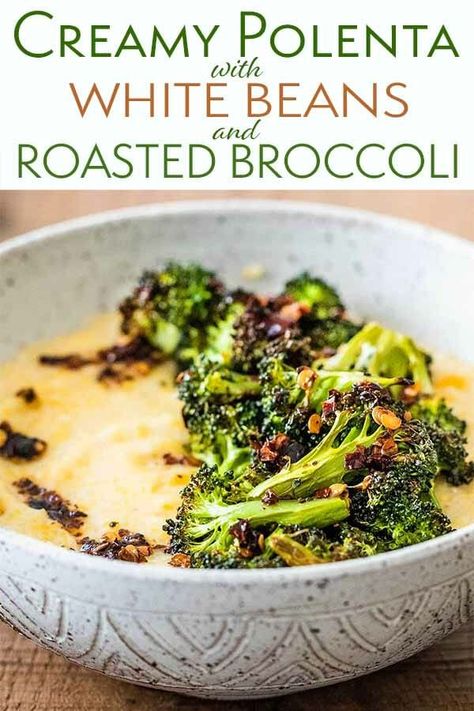 Roasted Broccoli Recipe, Vegan Broccoli, Nutritional Yeast Recipes, Polenta Recipes, Creamy Polenta, Broccoli Recipe, Chili Oil, Roasted Broccoli, Broccoli Recipes