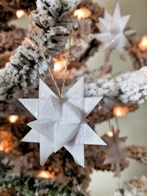 I’m so excited to be joining my blogging friends for the Seasonal Simplicity Christmas series hosted by Krista at thehappyhousie.com  I’m sharing a handmade ornament along with 20 other bloggers and their beautiful creations. Be sure to scroll all the way down to the bottom! German Stars I recently learned how to fold these beautiful German stars from … Paper Ornaments Christmas, German Stars, Traditional German Christmas, German Christmas Decorations, German Star, Christmas In Germany, German Christmas Ornaments, Paper Christmas Ornaments, Star Paper