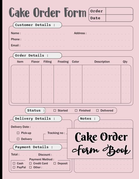 Buttercream Desserts, Cake Order Form, Cake Order Forms, Men's Birthday, Frosting Colors, Love Cake Topper, Book Cake, Naked Cakes, Birthday Cakes For Men